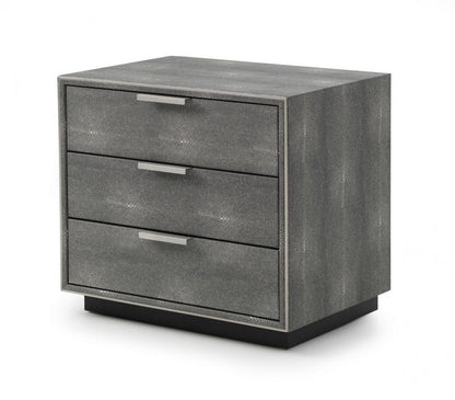22" Gray Solid and Manufactured Wood Shagreen Three Drawer Nightstand