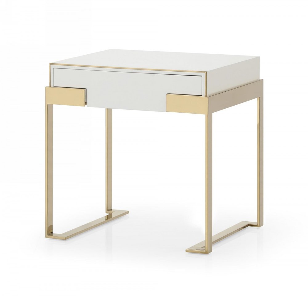 24" Champagne Gold and White One Drawer Nightstand HomeRoots