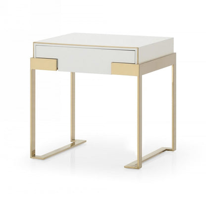 24" Champagne Gold and White One Drawer Nightstand HomeRoots