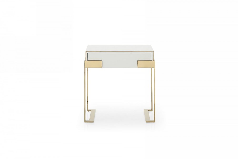 24" Champagne Gold and White One Drawer Nightstand HomeRoots