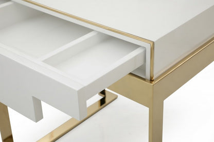 24" Champagne Gold and White One Drawer Nightstand HomeRoots