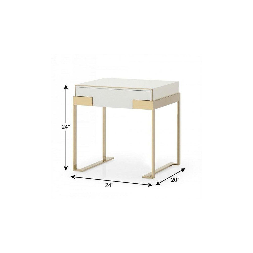 24" Champagne Gold and White One Drawer Nightstand HomeRoots