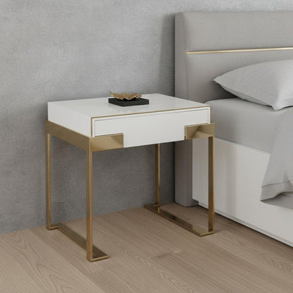 24" Champagne Gold and White One Drawer Nightstand HomeRoots