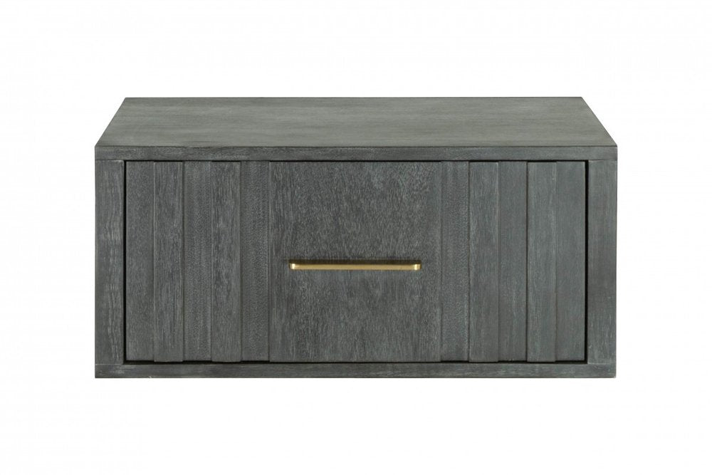 12" Gray Solid and Manufactured Wood One Drawer Nightstand HomeRoots