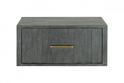 12" Gray Solid and Manufactured Wood One Drawer Nightstand HomeRoots