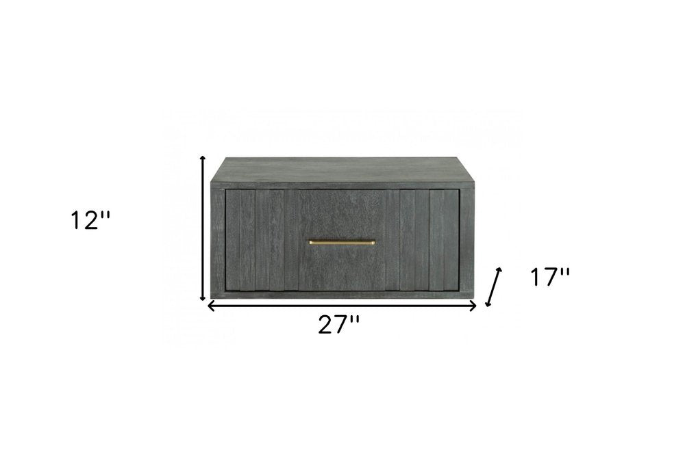 12" Gray Solid and Manufactured Wood One Drawer Nightstand — view 2