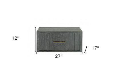 12" Gray Solid and Manufactured Wood One Drawer Nightstand HomeRoots
