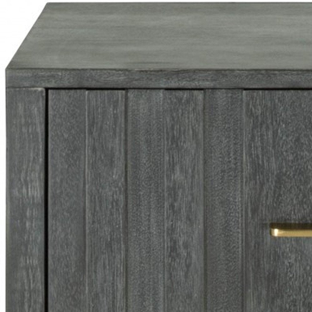 12" Gray Solid and Manufactured Wood One Drawer Nightstand — view 3