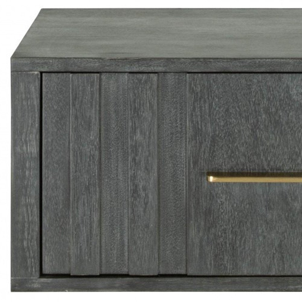 12" Gray Solid and Manufactured Wood One Drawer Nightstand — view 4