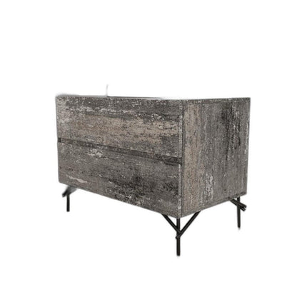 21" Gray Iron and Wood Two Drawer Nightstand HomeRoots