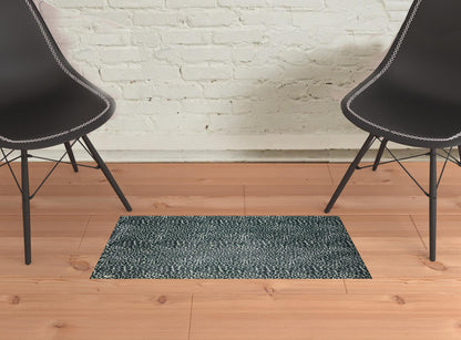 2' X 3' Black and Gray Leopard Print Shag Handmade Non Skid Area Rug - 47.24" (L) x 47.24" (W) x 0.35" (H)