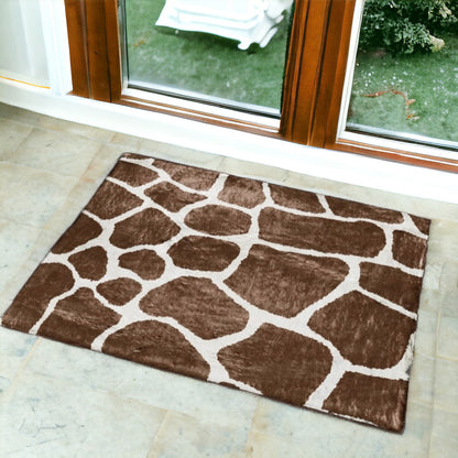 2' X 3' Brown and Ivory Animal Print Handmade Non Skid Area Rug - 48.0" (L) x 72.0" (W) x 0.5" (H)