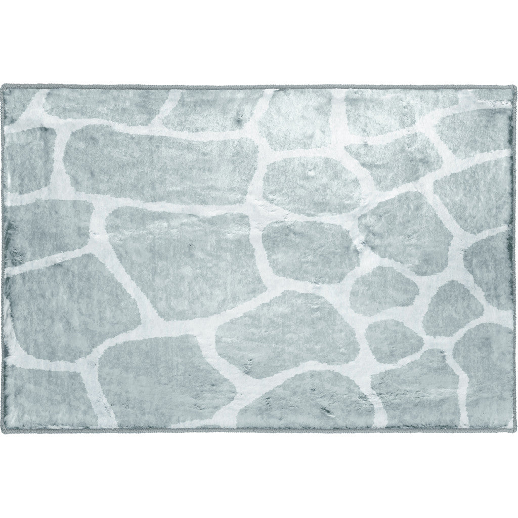 2' X 3' Gray and Ivory Animal Print Handmade Non Skid Area Rug - 63.0" (L) x 87.0" (W) x 0.32" (H)