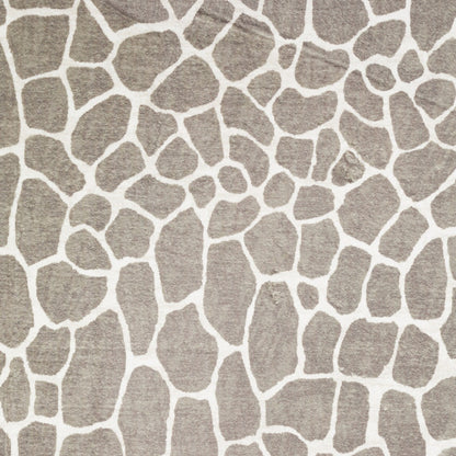 8' X 8' Beige Round Giraffe Print Shag Handmade Non Skid Area Rug