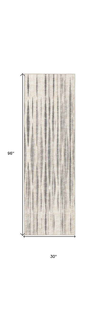 3' X 8' Ivory Ombre Tufted Handmade Runner Rug