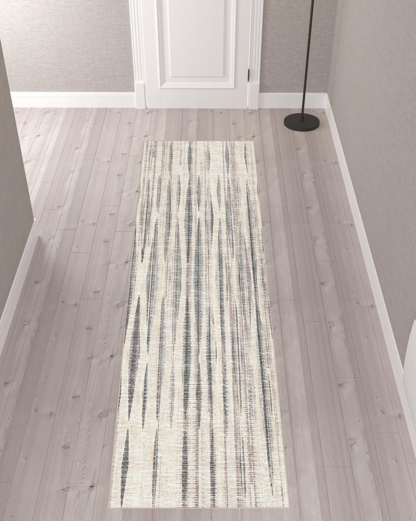 3' X 10' Ivory Ombre Tufted Runner Rug