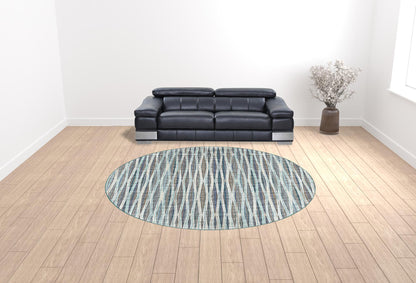 10' Blue Round Ombre Tufted Handmade Area Rug