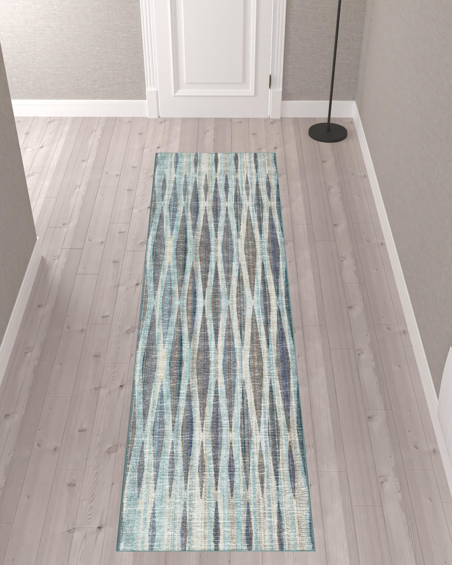 3' X 10' Blue Ombre Tufted Runner Rug