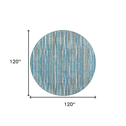 10' Blue Round Ombre Tufted Handmade Area Rug