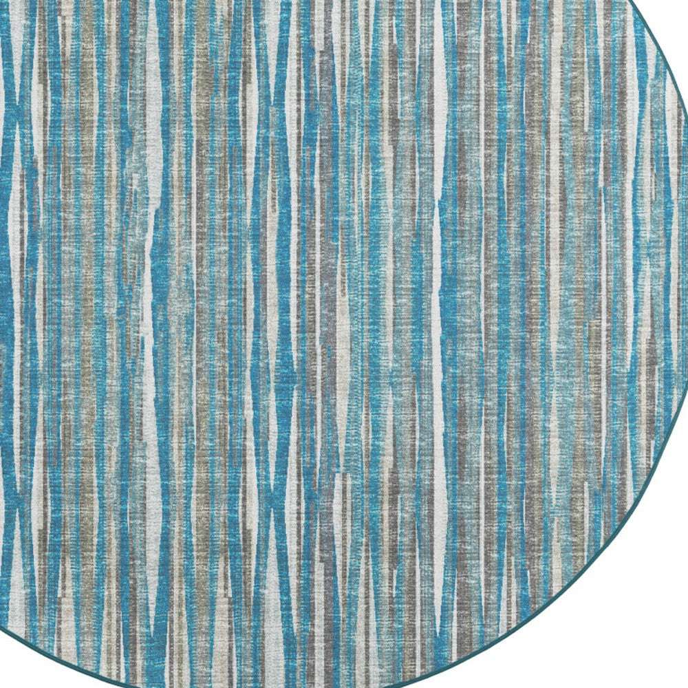 4' Blue Round Ombre Tufted Handmade Area Rug