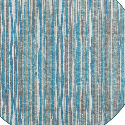 8' X 8' Blue Round Ombre Tufted Handmade Area Rug