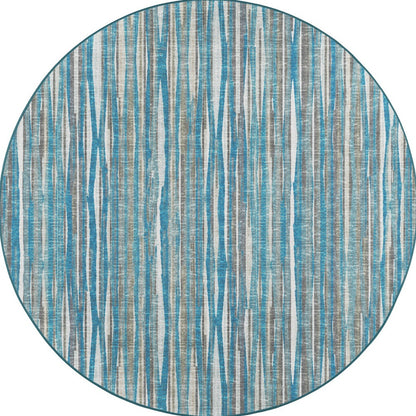 8' X 8' Blue Round Ombre Tufted Handmade Area Rug