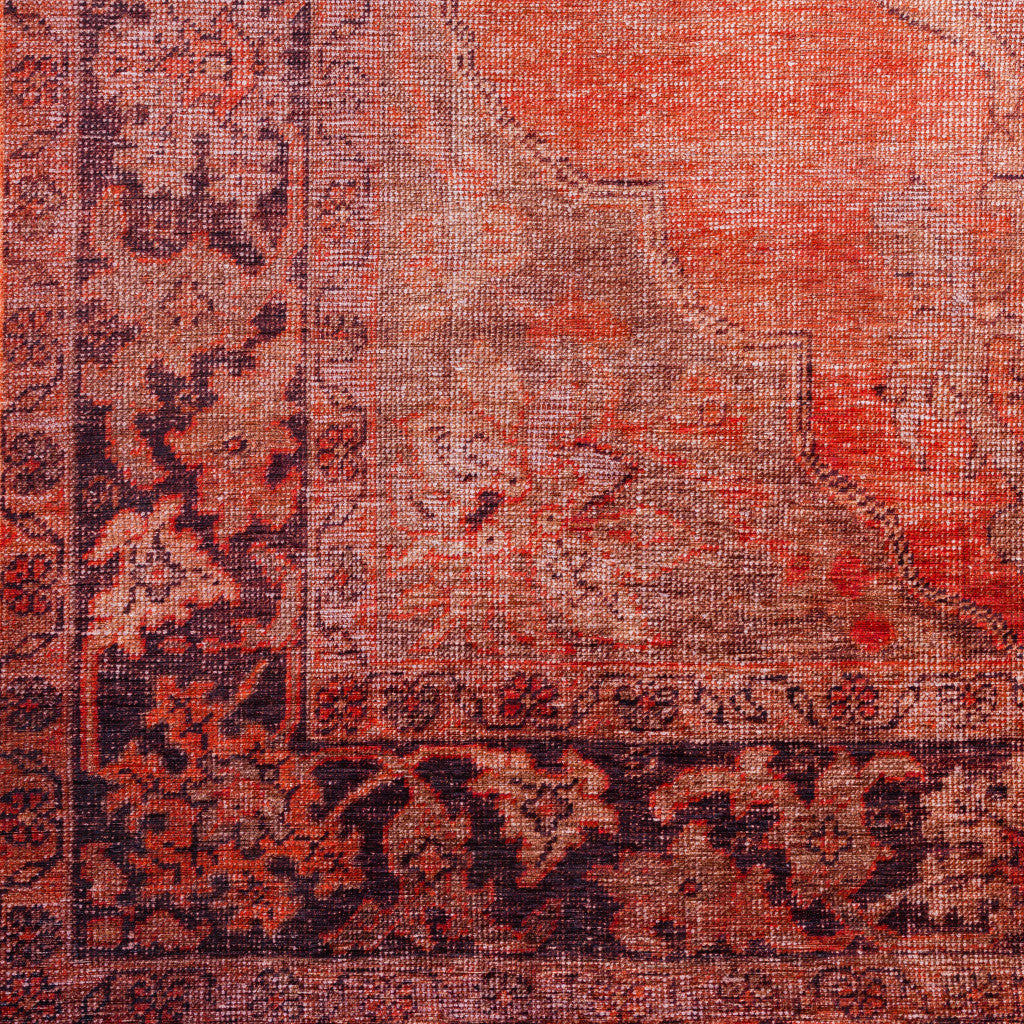 3' X 5' Red Oriental Distressed Non Skid Area Rug