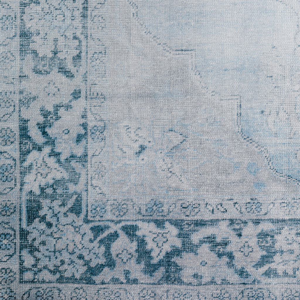 3' X 5' Blue Oriental Distressed Non Skid Area Rug