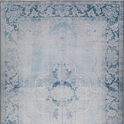 3' X 5' Blue Oriental Distressed Non Skid Area Rug