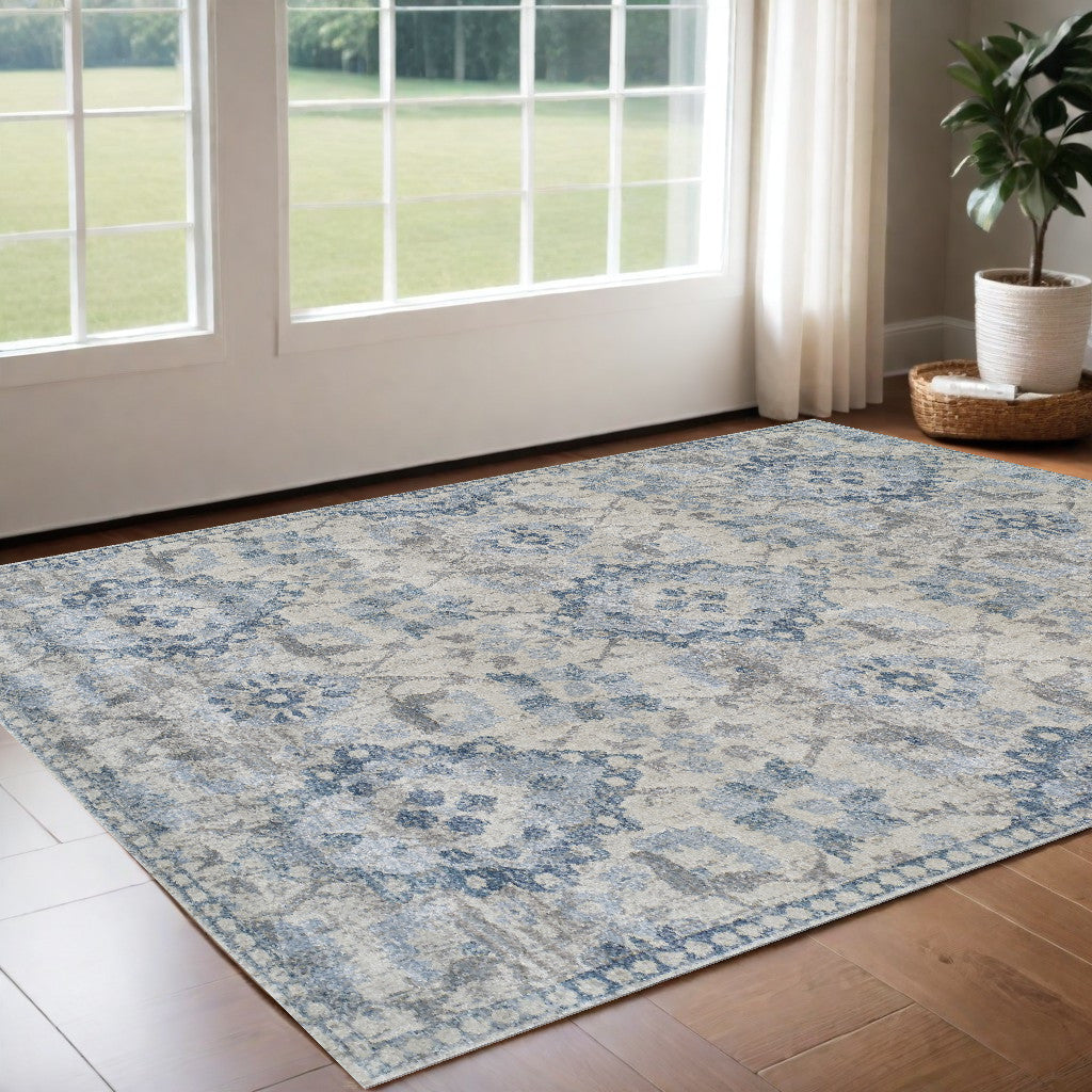 3' X 5' Blue Oriental Area Rug