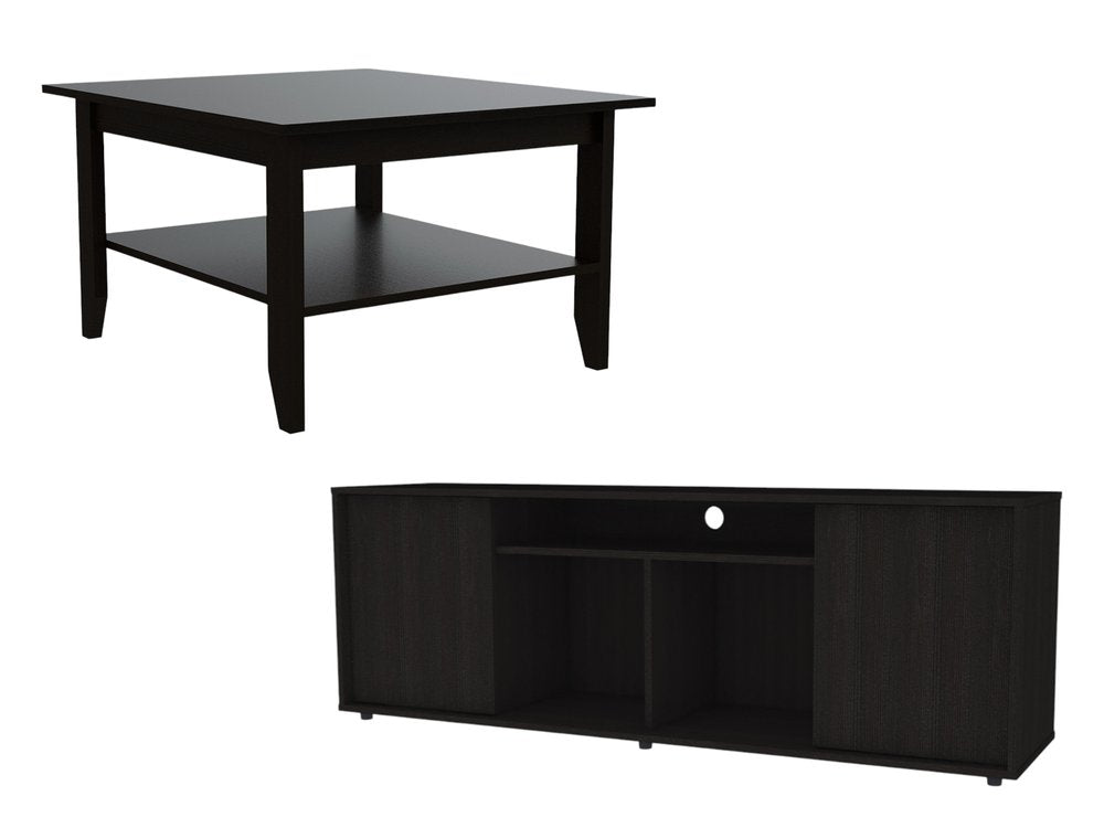 59" Black Open shelving TV Stand and Coffee Table HomeRoots