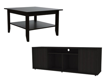 59" Black Open shelving TV Stand and Coffee Table HomeRoots