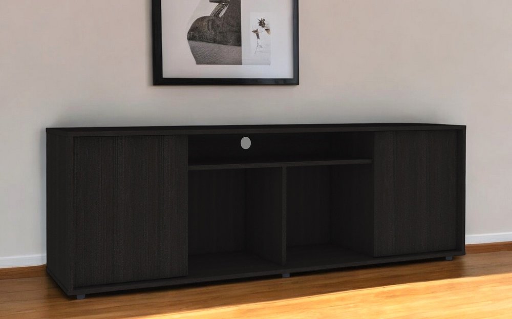 59" Black Open shelving TV Stand and Coffee Table HomeRoots