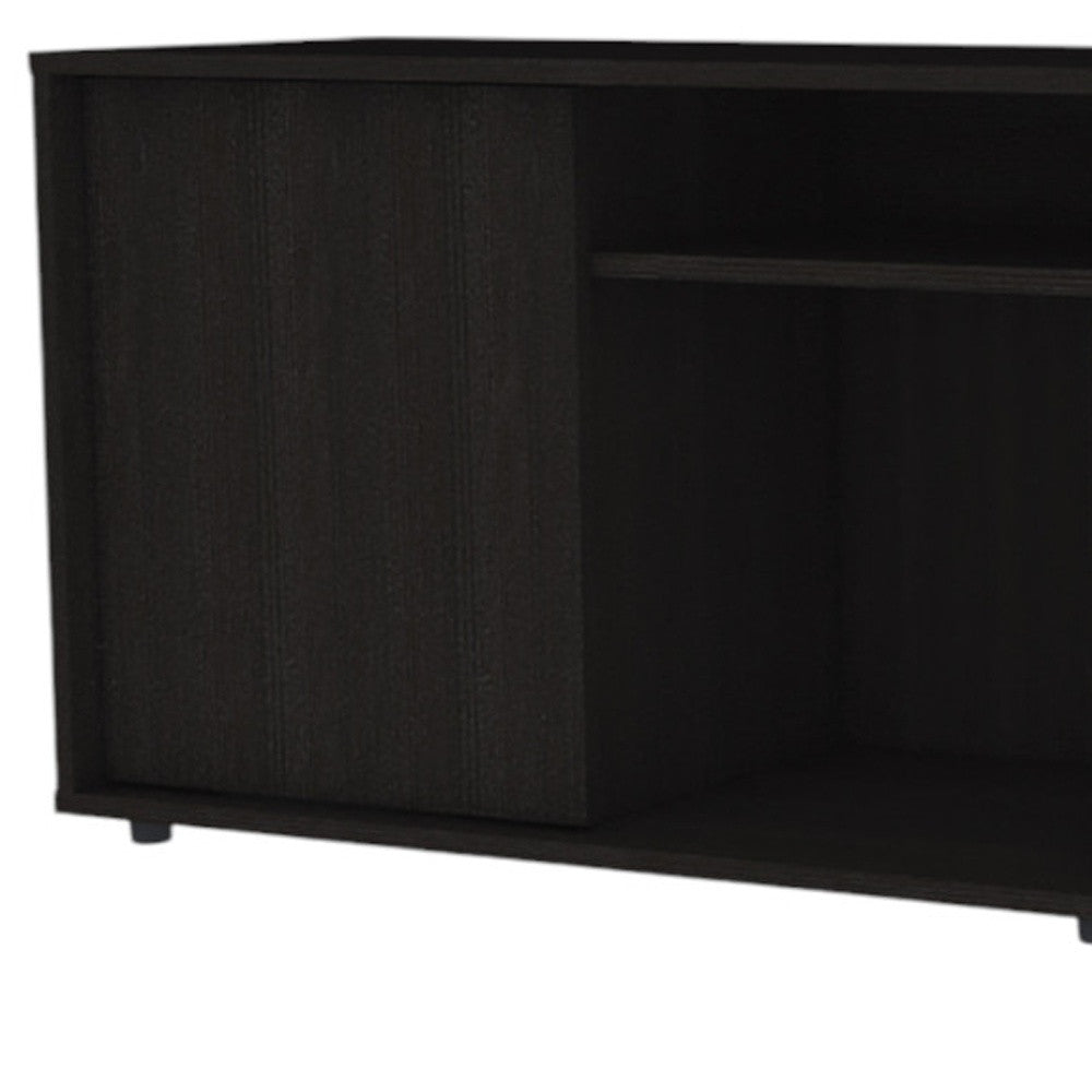 59" Black Open shelving TV Stand and Coffee Table