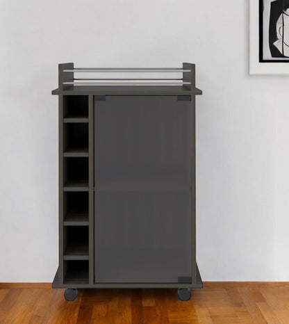 22" Brown and Black Open shelving Bar Cart and Coffee Table HomeRoots