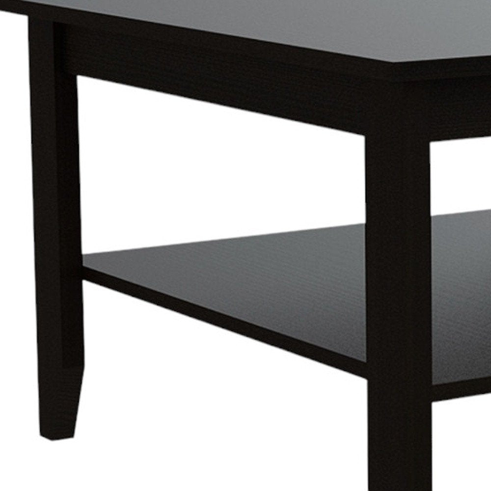 22" Brown and Black Open shelving Bar Cart and Coffee Table HomeRoots