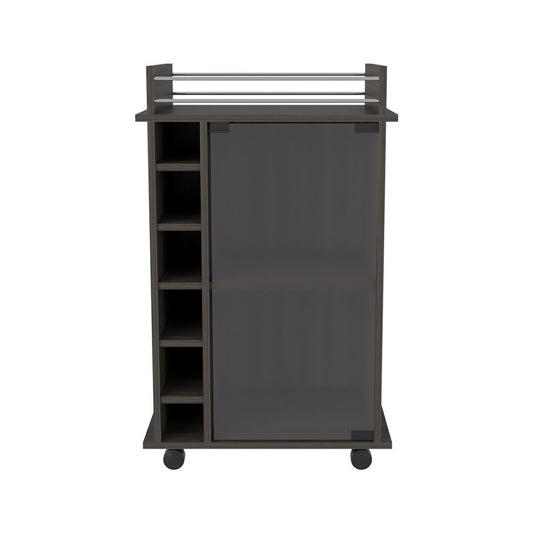 22" Brown and Black Open shelving Bar Cart and Coffee Table HomeRoots