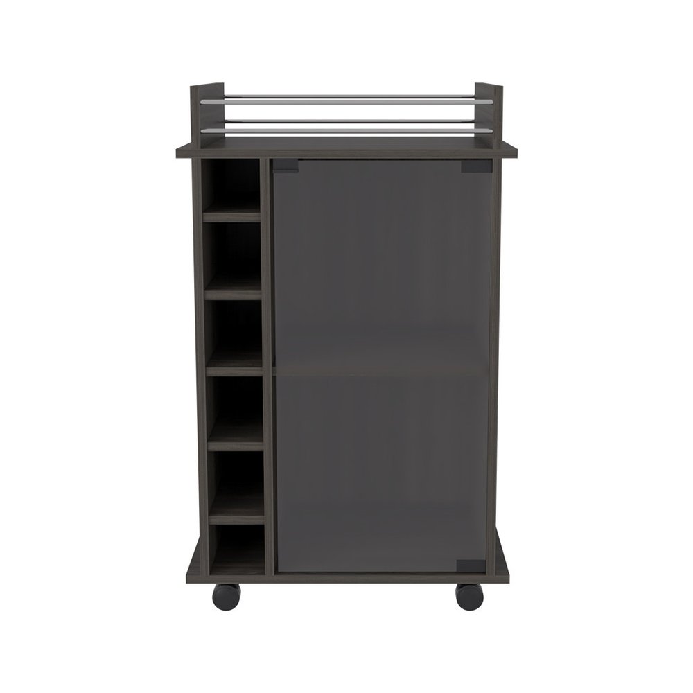 22" Brown and Black Open shelving Bar Cart and Coffee Table HomeRoots