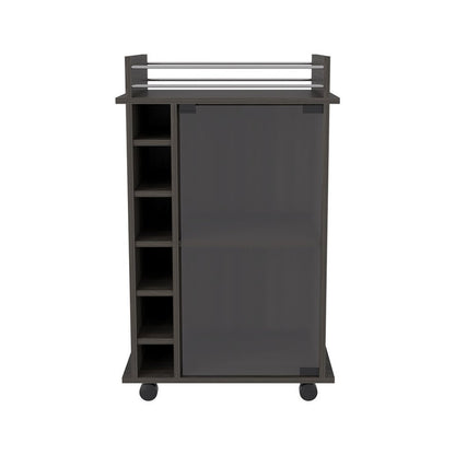 22" Brown and Black Open shelving Bar Cart and Coffee Table HomeRoots
