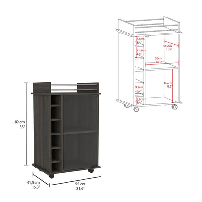 22" Brown and Black Open shelving Bar Cart and Coffee Table