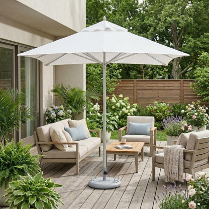 8' White Polyester Square Market Patio Umbrella HomeRoots