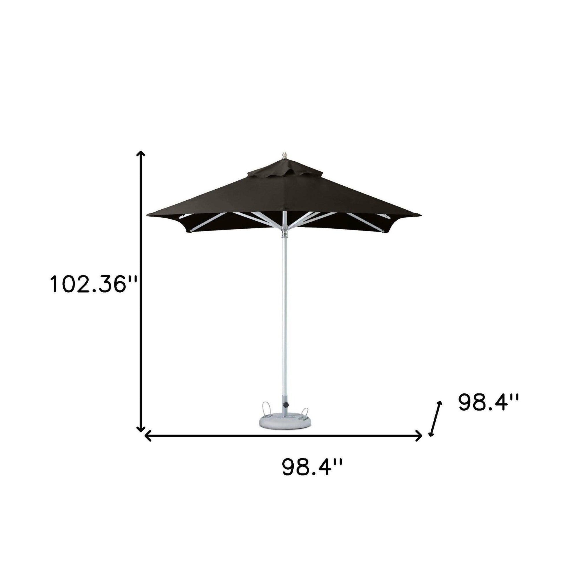 8' Black Polyester Square Market Patio Umbrella - FurniFindUSA
