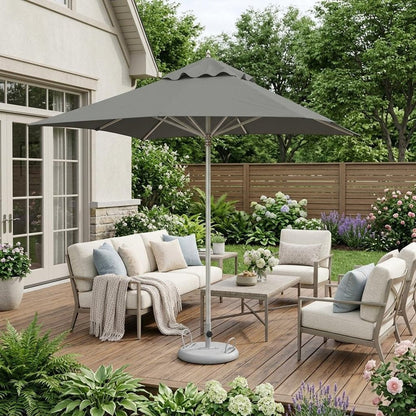 8' Charcoal Polyester Square Market Patio Umbrella HomeRoots