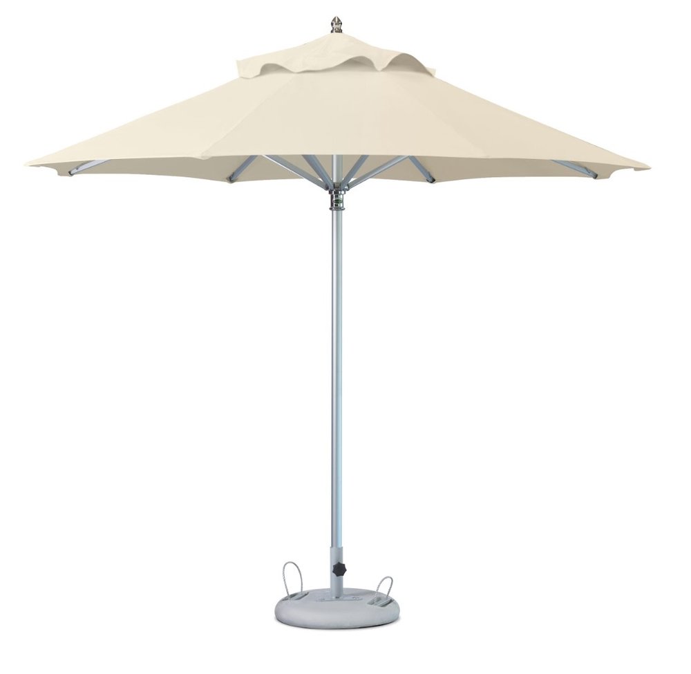 10' Ecru Polyester Round Tilt Cantilever Patio Umbrella with Stand HomeRoots