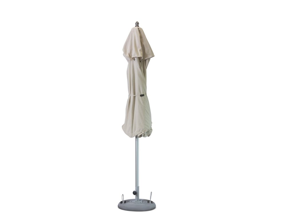 10' Ecru Polyester Round Tilt Cantilever Patio Umbrella with Stand HomeRoots
