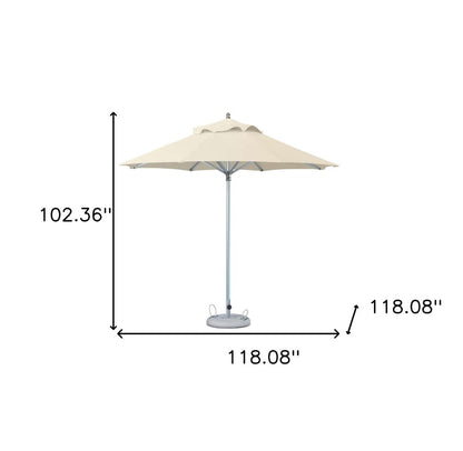 10' Ecru Polyester Round Tilt Cantilever Patio Umbrella with Stand HomeRoots