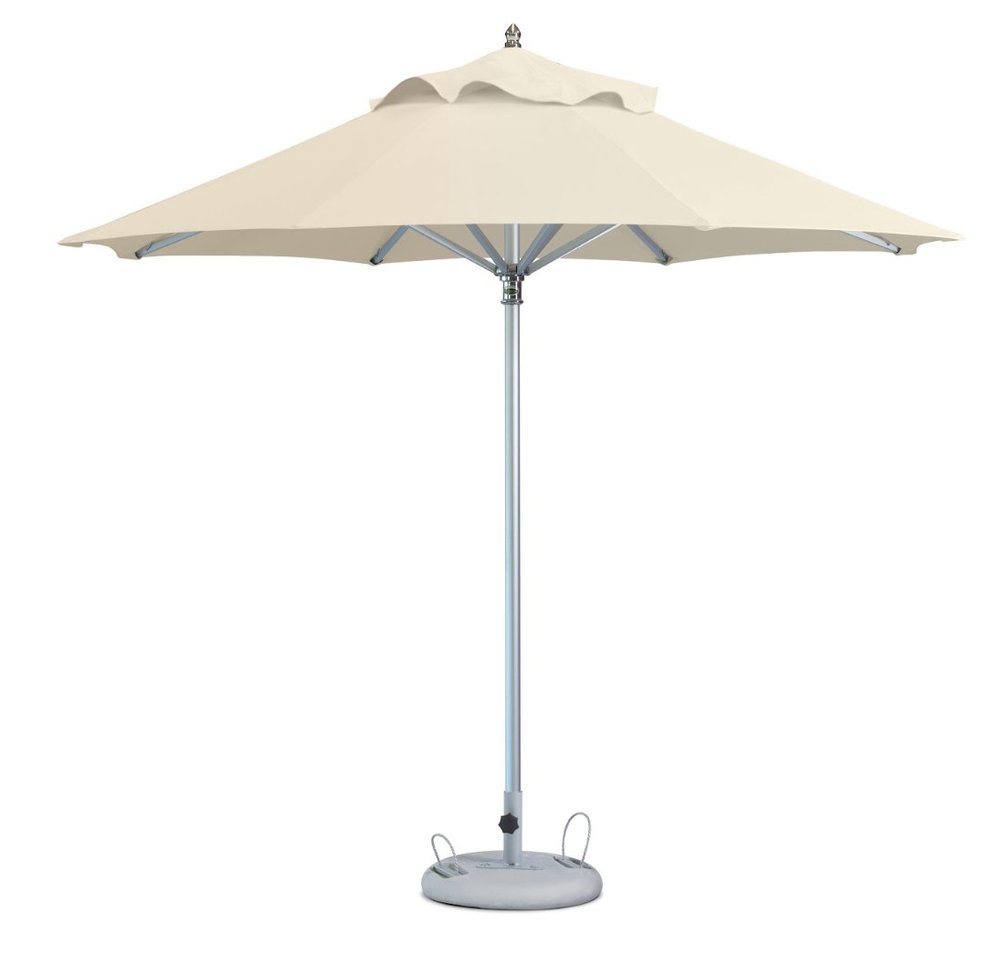 10' Ecru Polyester Round Tilt Cantilever Patio Umbrella with Stand HomeRoots
