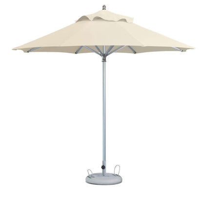 10' Ecru Polyester Round Tilt Cantilever Patio Umbrella with Stand HomeRoots