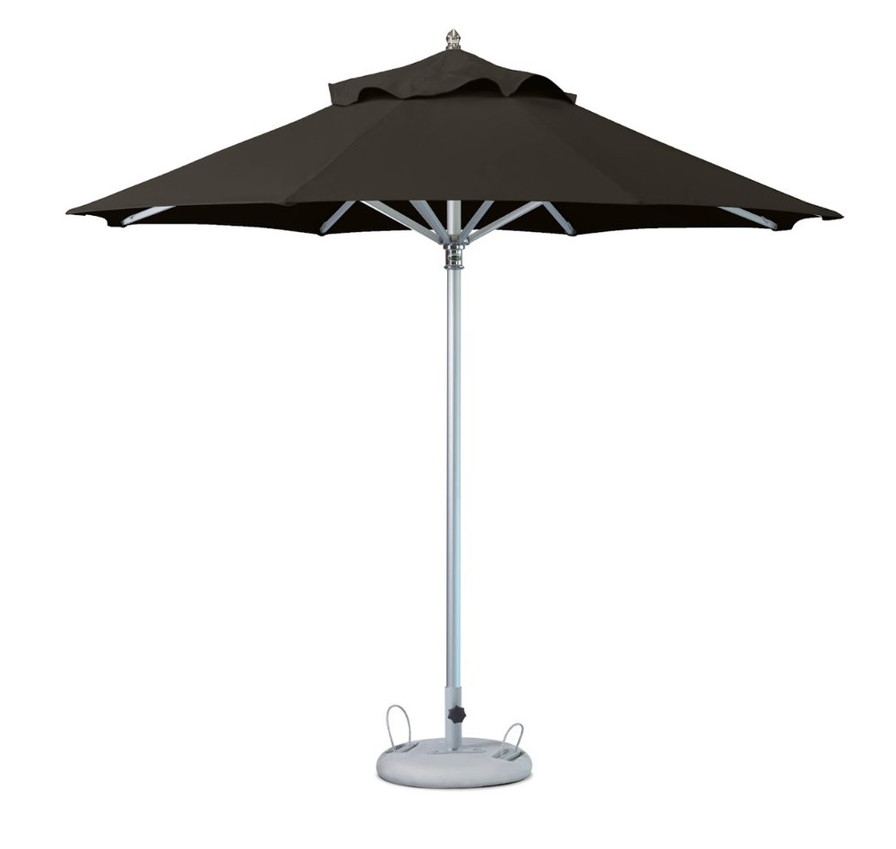 102" Black Polyester Round Market Patio Umbrella with Stand HomeRoots