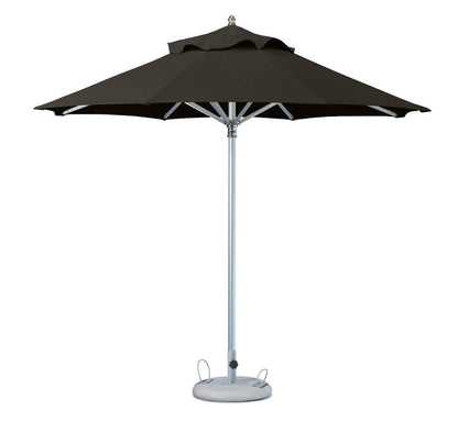 102" Black Polyester Round Market Patio Umbrella with Stand HomeRoots
